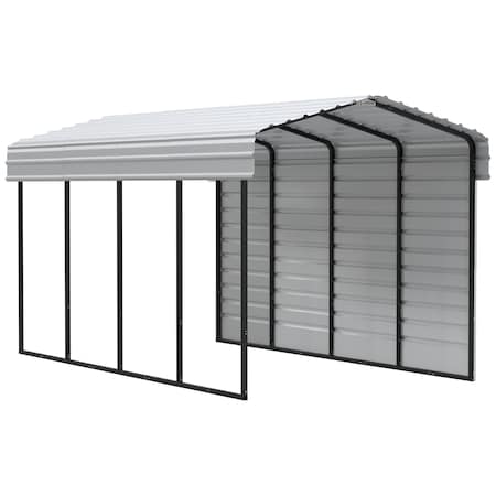 Arrow Storage Products Galvanized Steel Carport, W/ 1-Sided Enclosure, Compact Car Metal Carport Kit, 10'x20'x9', Eggshell CPH102009ECL1
